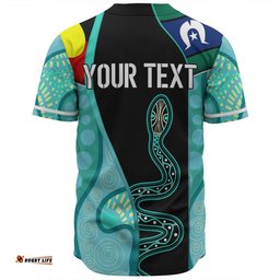 Australia Aboriginal Custom Baseball Shirt - Turquoise Indigenous Rainbow Serpent Inspired Baseball Shirt