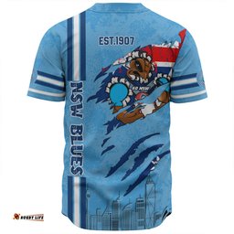 New South Wales Blues Baseball Shirt - Happy Australia Day Flag Scratch Style