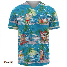 Australia Surfing Christmas Baseball Shirt - Tropical Santa Surfing Funny Baseball Shirt