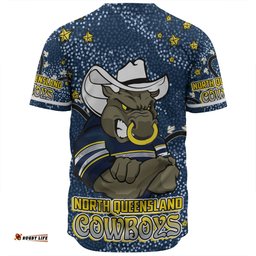 North Queensland Cowboys Custom Baseball Shirt - Team With Dot And Star Patterns For Tough Fan Baseball Shirt