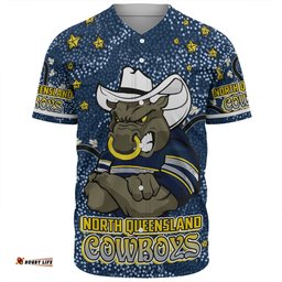 North Queensland Cowboys Custom Baseball Shirt - Team With Dot And Star Patterns For Tough Fan Baseball Shirt