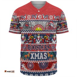 Sydney Roosters Christmas Aboriginal Custom Baseball Shirt - Indigenous Knitted Ugly Xmas Style Baseball Shirt
