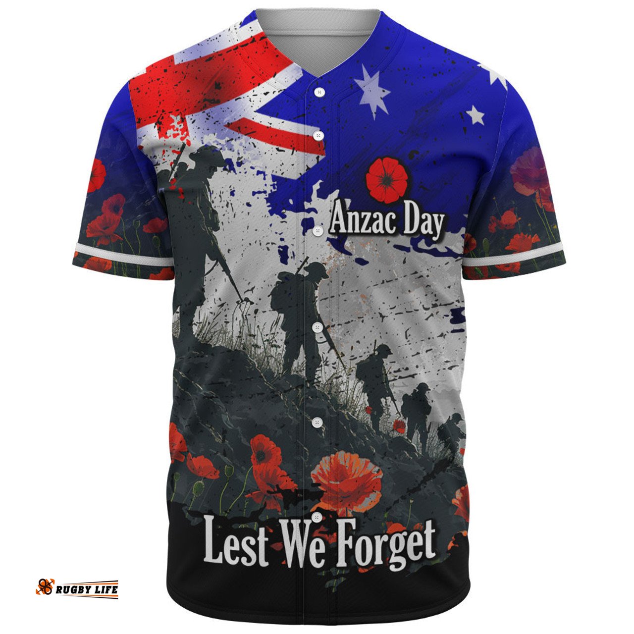Australia Baseball Shirt - Custom Anzac Day Soldiers With Australia Flag Grunge Style