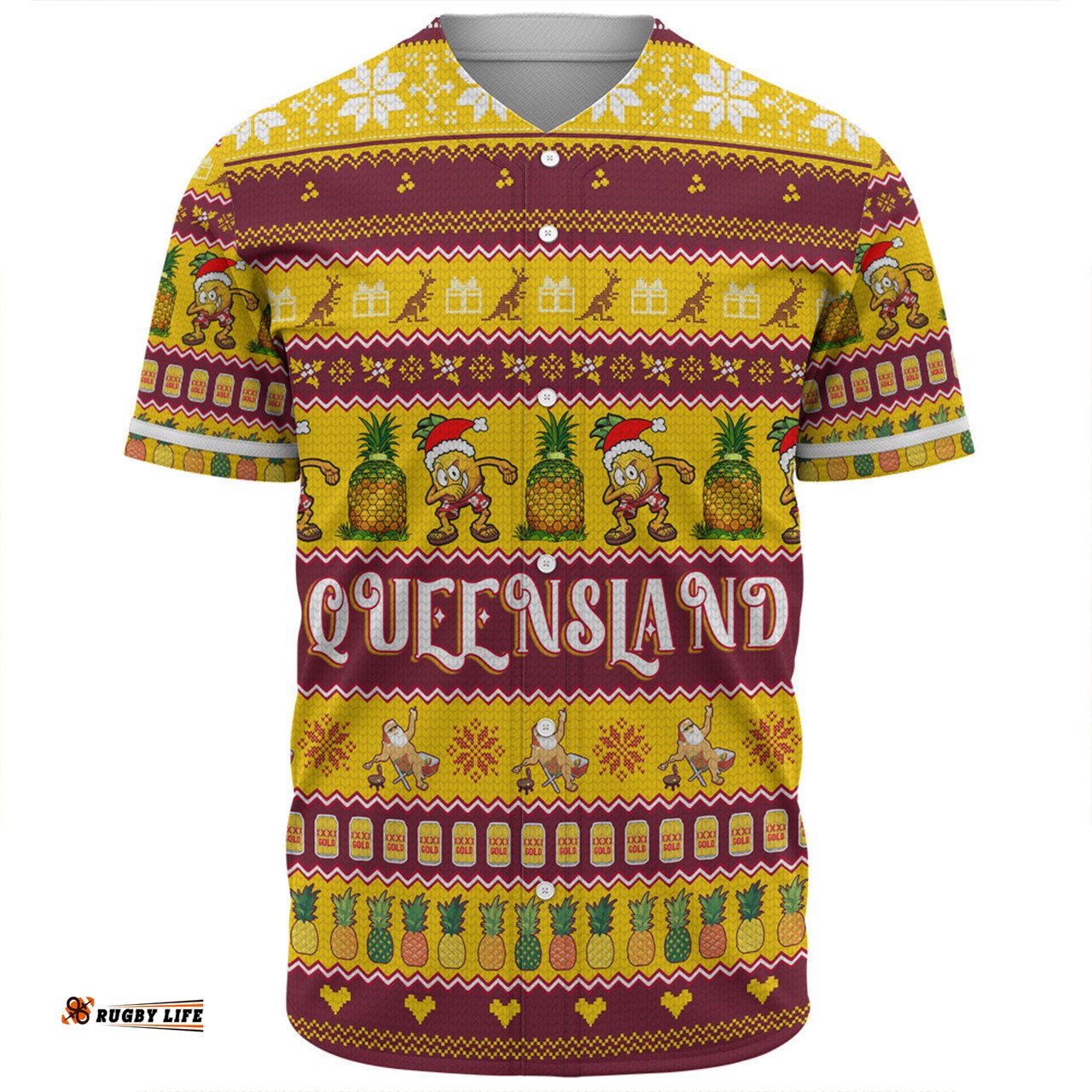 Queensland Big Things Christmas Custom Baseball Shirt - The Big Pineapple Baseball Shirt