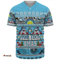 Cronulla-Sutherland Sharks Christmas Aboriginal Custom Baseball Shirt - Indigenous Knitted Ugly Xmas Style Baseball Shirt
