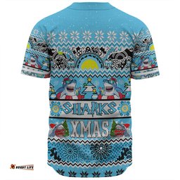 Cronulla-Sutherland Sharks Christmas Aboriginal Custom Baseball Shirt - Indigenous Knitted Ugly Xmas Style Baseball Shirt
