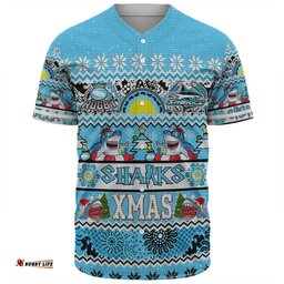 Cronulla-Sutherland Sharks Christmas Aboriginal Custom Baseball Shirt - Indigenous Knitted Ugly Xmas Style Baseball Shirt