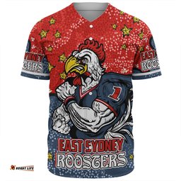 Sydney Roosters Custom Baseball Shirt - Team With Dot And Star Patterns For Tough Fan Baseball Shirt