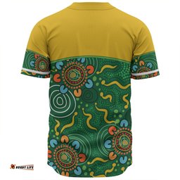 Australia Aboriginal Custom Baseball Shirt - Green Painting With Aboriginal Inspired Dot Baseball Shirt