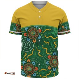 Australia Aboriginal Custom Baseball Shirt - Green Painting With Aboriginal Inspired Dot Baseball Shirt