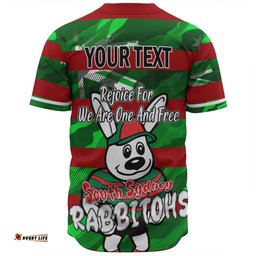 South Sydney Rabbitohs Baseball Shirt - Happy Australia Day We Are One And Free V2