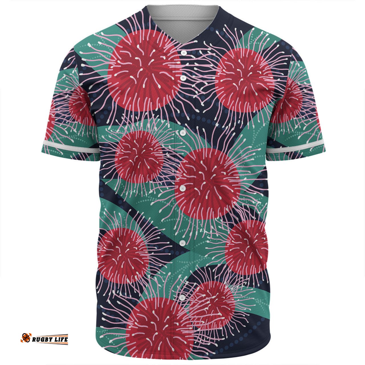 Australia Aboriginal Baseball Shirt - Australian Hakea Flower Artwork Baseball Shirt