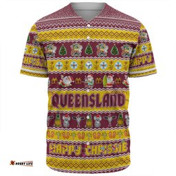 Queensland Christmas Custom Baseball Shirt - Happy Chrissie Ugly Style Baseball Shirt
