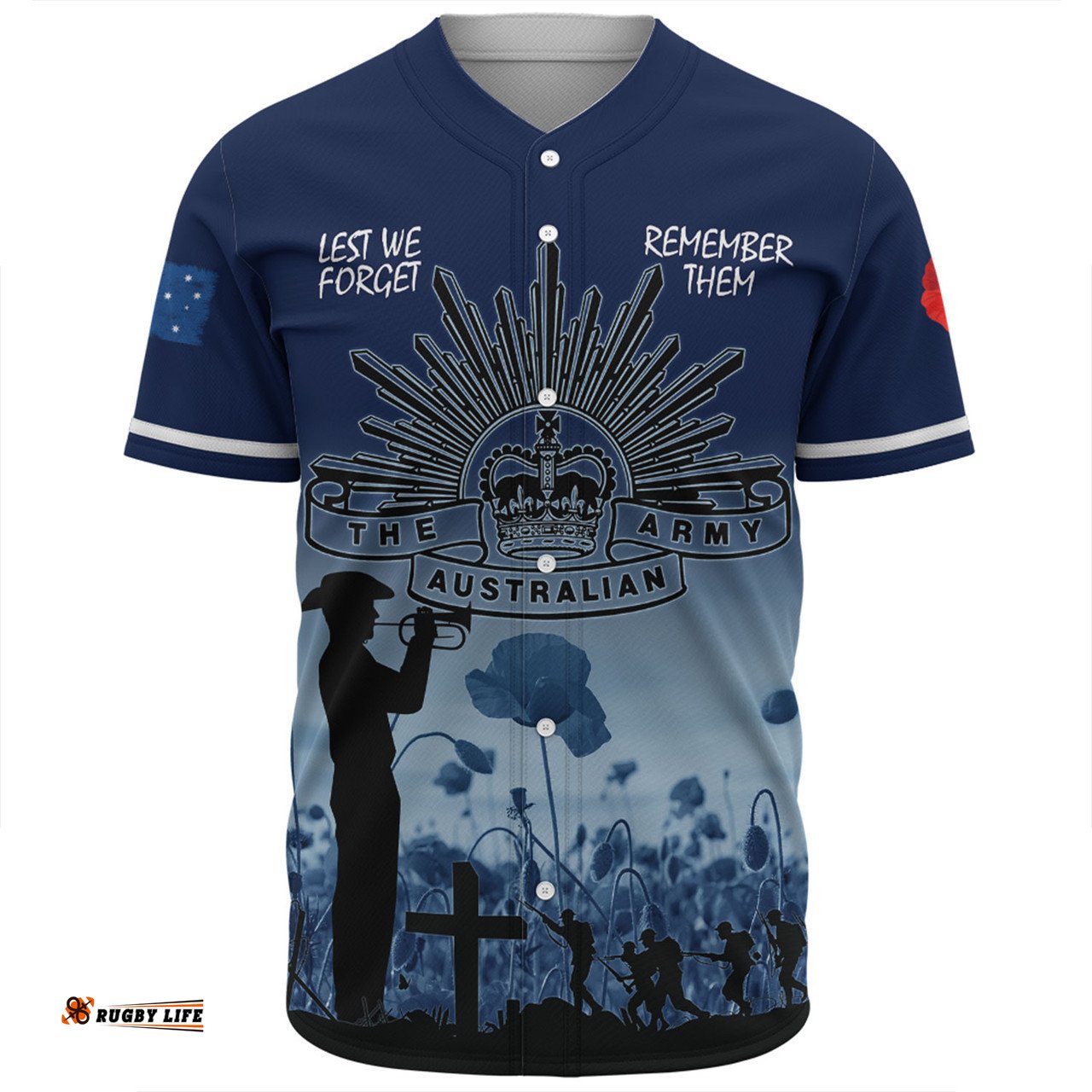 Australia Anzac Day Baseball Shirt - Lest We Forget Blue Baseball Shirt