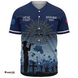 Australia Anzac Day Baseball Shirt - Lest We Forget Blue Baseball Shirt