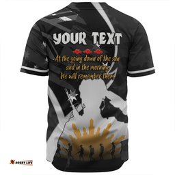Australia Anzac Day Custom Baseball Shirt - Lest We Forget With Black Camouflage Pattern Baseball Shirt
