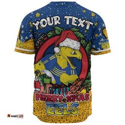 Parramatta Eels Christmas Custom Baseball Shirt - Merry Christmas Our Beloved Team With Aboriginal Dot Art Pattern Baseball Shirt