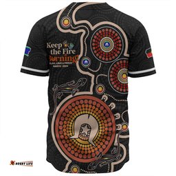 Australia Baseball Shirt Aboriginal Dot Art Inspired Naidoc Week Keep The Fire Burning! Blak, Loud & Proud