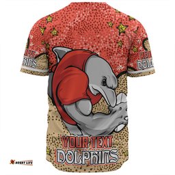 Redcliffe Dolphins Custom Baseball Shirt - Team With Dot And Star Patterns For Tough Fan Baseball Shirt