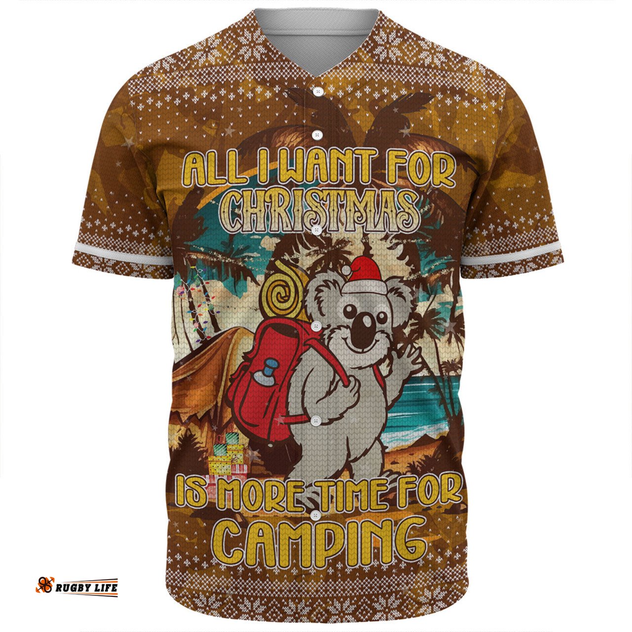 Australia Camping Christmas Baseball Shirt - All I Want For Xmas Is More Time For Camping Baseball Shirt