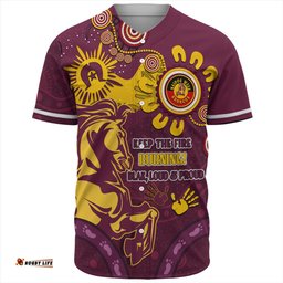 Brisbane Broncos Baseball Shirt Aboriginal Indigenous Naidoc Week Dreamtime Dot Painting With Flag