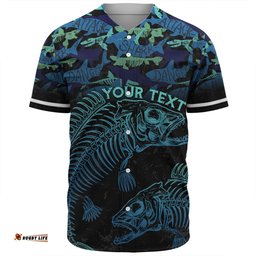 Australia Fishing Custom Baseball Shirt - Fish Reaper Fish Skeleton Blue Baseball Shirt