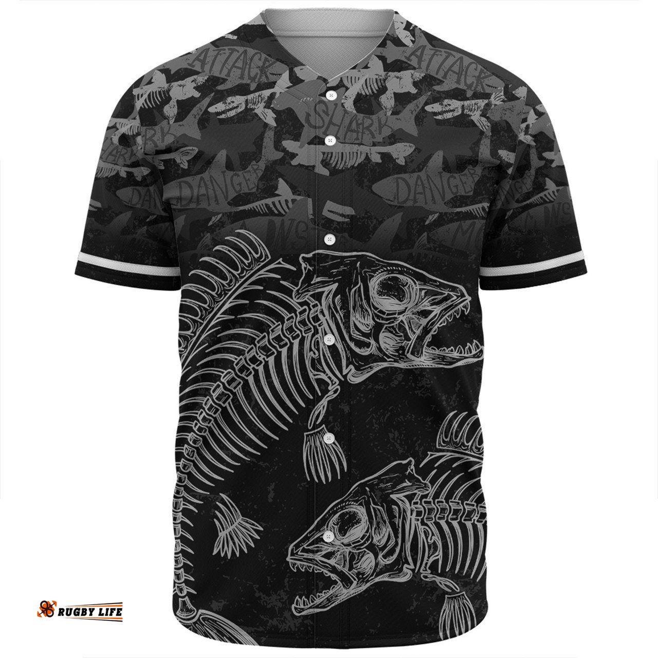 Australia Fishing Custom Baseball Shirt - Fish Reaper Fish Skeleton Grey Baseball Shirt