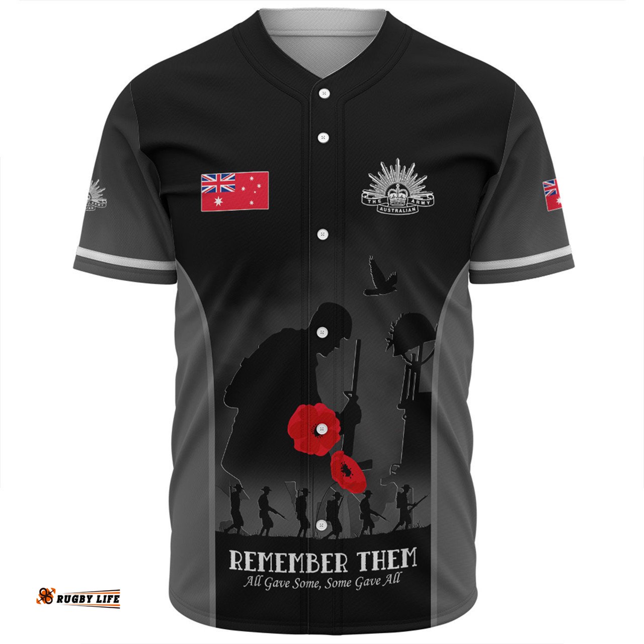 Australia Baseball Shirt - Anzac Day Australian Red Ensign Remember Them