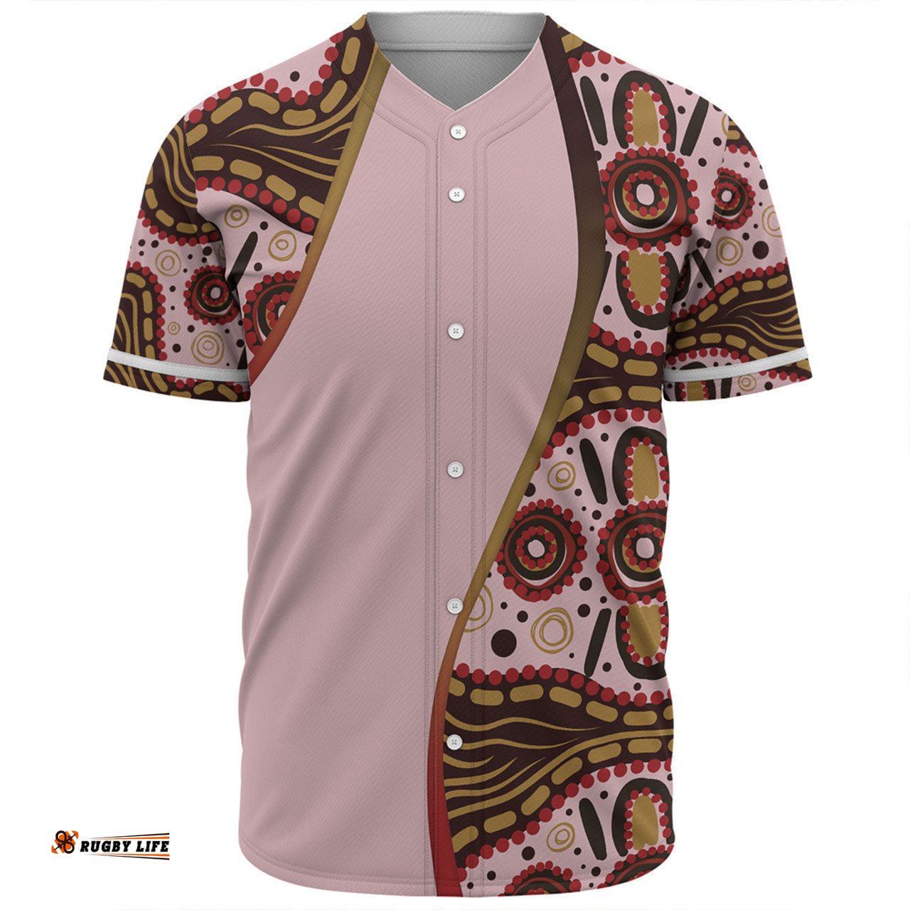 Australia Aboriginal Custom Baseball Shirt - Aboriginal Inspired With Pink Background Baseball Shirt