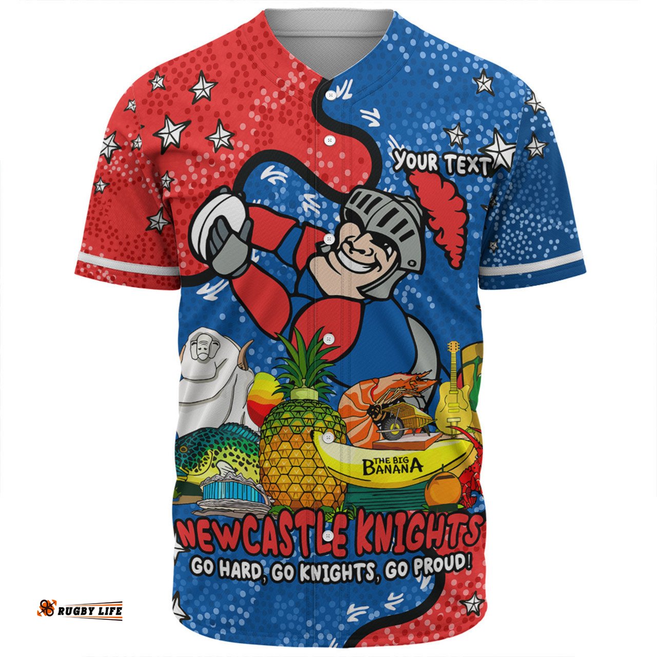 Newcastle Knights Custom Baseball Shirt - Australian Big Things Baseball Shirt