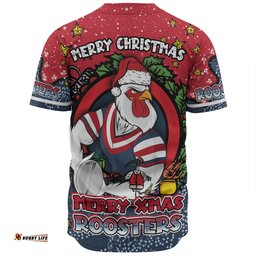 Sydney Roosters Christmas Custom Baseball Shirt - Merry Christmas Our Beloved Team With Aboriginal Dot Art Pattern Baseball Shirt