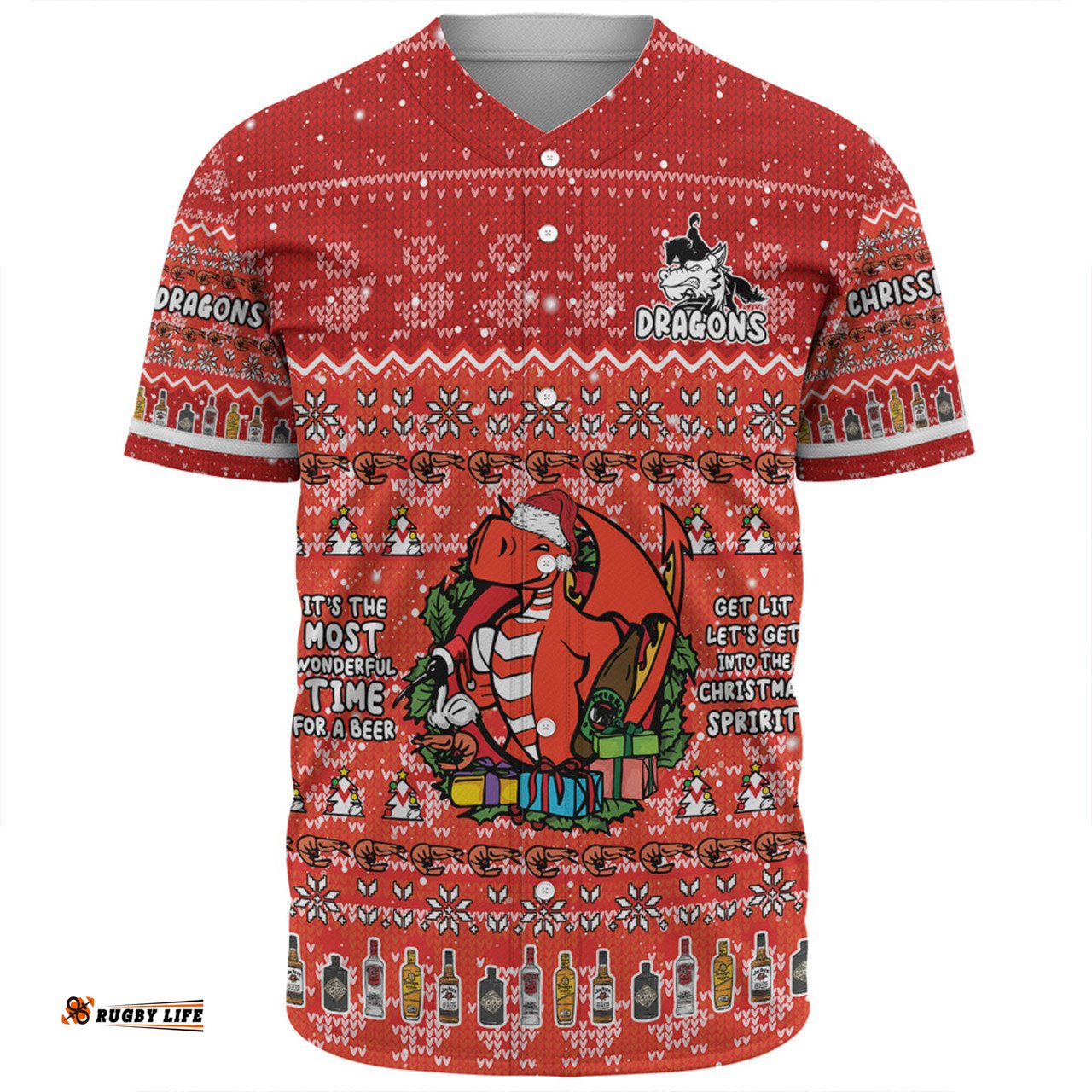 St. George Illawarra Dragons Christmas Custom Baseball Shirt - Chrissie Spirit Baseball Shirt