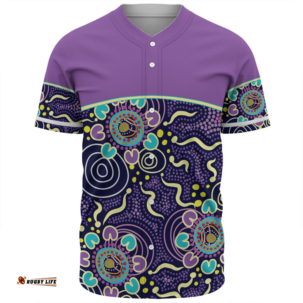 Australia Aboriginal Custom Baseball Shirt - Purple Painting With Aboriginal Inspired Dot Baseball Shirt