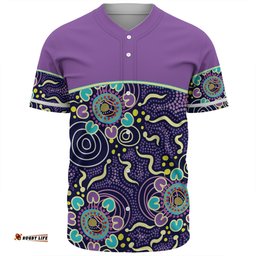 Australia Aboriginal Custom Baseball Shirt - Purple Painting With Aboriginal Inspired Dot Baseball Shirt