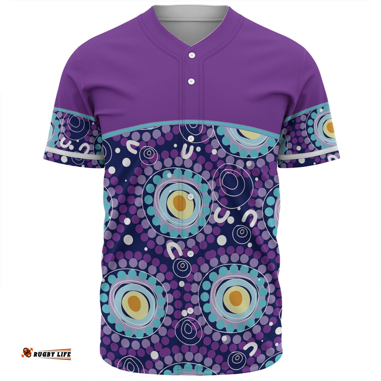 Australia Aboriginal Custom Baseball Shirt - Purple Abstract Seamless Pattern With Aboriginal Inspired Baseball Shirt