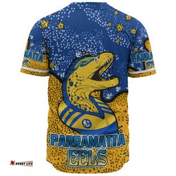 Parramatta Eels Custom Baseball Shirt - Team With Dot And Star Patterns For Tough Fan Baseball Shirt