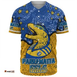 Parramatta Eels Custom Baseball Shirt - Team With Dot And Star Patterns For Tough Fan Baseball Shirt