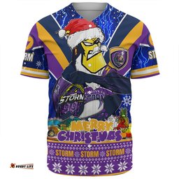 Melbourne Storm Christmas Custom Baseball Shirt - Storm Man Santa Claus Aussie Big Things Baseball Shirt