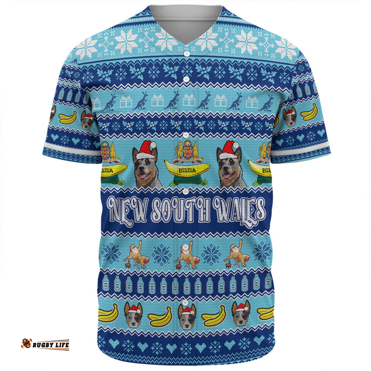 New South Wales Big Things Christmas Custom Baseball Shirt - The Big Banana And Blue Heeler Baseball Shirt