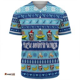 New South Wales Big Things Christmas Custom Baseball Shirt - The Big Banana And Blue Heeler Baseball Shirt