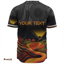Australia Aboriginal Custom Baseball Shirt - Rainbow Serpent Dreamtime Land Art Inspired Baseball Shirt