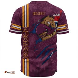 Brisbane Broncos Baseball Shirt - Happy Australia Day Flag Scratch Style