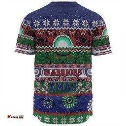 New Zealand Warriors Christmas Maori Custom Baseball Shirt - Indigenous Knitted Ugly Xmas Style Baseball Shirt