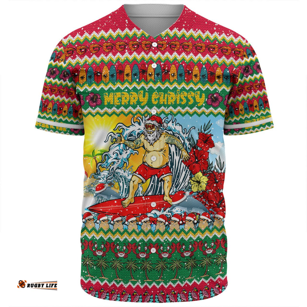 Australia Christmas Custom Baseball Shirt - Surfing Santa Baseball Shirt