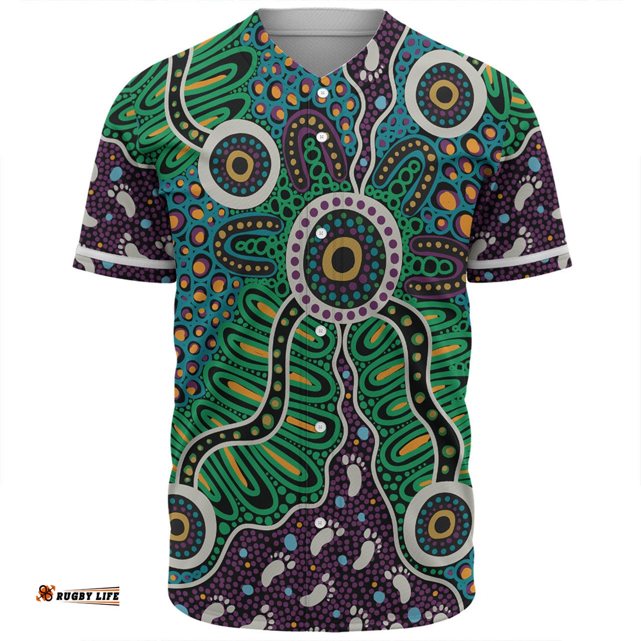 Australia Aboriginal Baseball Shirt - A Dot Painting In The Style Of Indigenous Australian Art Baseball Shirt