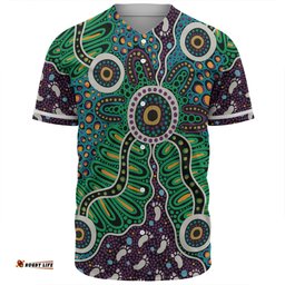 Australia Aboriginal Baseball Shirt - A Dot Painting In The Style Of Indigenous Australian Art Baseball Shirt