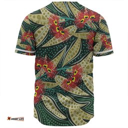 Australia Flowers Aboriginal Baseball Shirt - Aboriginal Dot Art of Australian Native Eucalyptus Plant Baseball Shirt