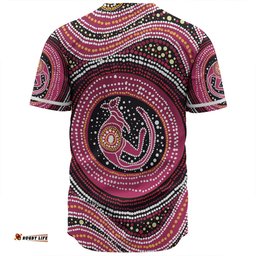 Australia Aboriginal Baseball Shirt - Aboriginal Background Featuring Kangaroo Dot Design Baseball Shirt