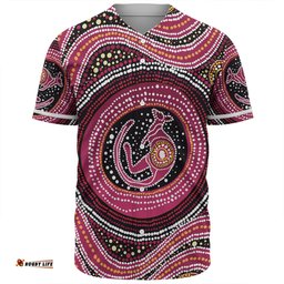 Australia Aboriginal Baseball Shirt - Aboriginal Background Featuring Kangaroo Dot Design Baseball Shirt