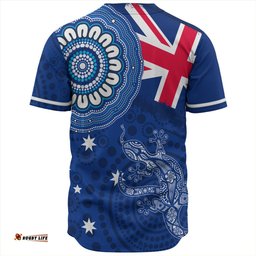 Australia Baseball Shirt Flag With Lizard Aboriginal